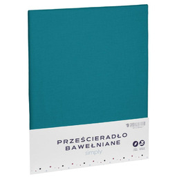 Spod Igły I Nitki Prześcieradło bawełniane 220x200 turkusowe jednobarwne Simply