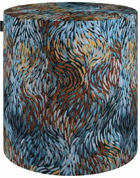 Puf Barrel, abstrakcyjny niebiesko-pomarańczowy wzór, ø40, wys. 40 cm, Intenso Premium