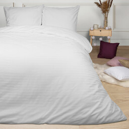 Darymex Pościel satynowa 160x200 biała pasy jednobarwna Cizgili adamaszkowa