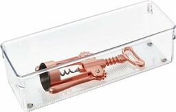 iDesign Organizer do szuflad, długa plastikowa wkładka do szuflady do łazienki lub kuchni, praktyczny organizer do makijażu, akcesoria kuchenne i artykuły biurowe, przezroczysty