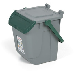 Plastikowy kosz do segregacji odpadów ECOLOGY, 25 l, szaro-zielony