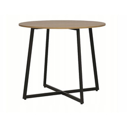 Stół okrągły 90cm do kuchni jadalni Loft Luna dąb czarny stelaż