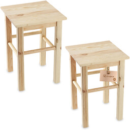 Taboret drewniany kwadratowy 44 x 30 cm, 2 szt.
