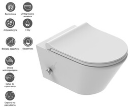 Miska WC z funkcją bidetu, Tornado z baterią ciepła zimna /woda +deska duroplast slim soft close, biała Viba Azul