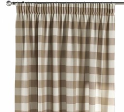 Zasłona na taśmie marszczącej 1 szt., beżowo-biała krata (5,5x5,5cm), Quadro