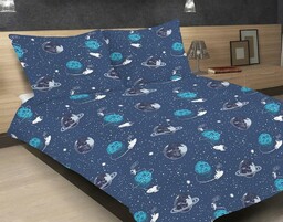 Matex Pościel satynowa 160x200 granatowa kosmos SE-52A Exclusive 2