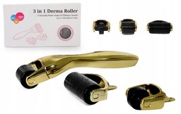 3x Derma roller ciało twarz oczy dermaroller 3w1 tytan złoty