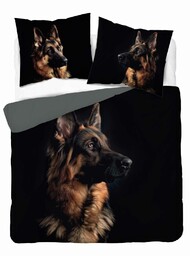 Detexpol Pościel bawełniana 160x200 czarna brązowa pies Owczarek 5294 A Holland Natura 52
