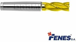 FENES Frez trzpieniowy do metalu 12 mm 4-ostrzowy krótki walcowo-czołowy chwyt Morse''a mk1 DIN845-B K-N HSS-E TiN Golden Line 0641-516-400-530