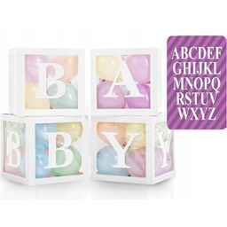 Balony Pudełka na balony na Baby Shower urodziny 4szt + 36 balonów 72el.