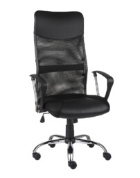 -10% z kodem AUTUMN10 - Fotel Plus czarny, biurowy, obrotowy z siatlowym oparciem, ekonomiczny