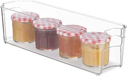Relaxdays Organizer do lodówki, wąski organizer kuchenny z uchwytami, do żywności, 10 x 11 x 37,5 cm, przezroczysty