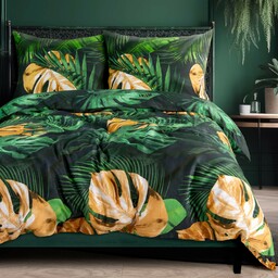 Darymex Pościel satynowa 180x200 liście dżungla ciemno zielona 1527/1 Satynlove 24