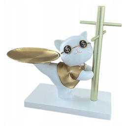 Stojak Na Biżuterię Kot Z Tacką I Wieszakiem 29x27x15 CM Organizer