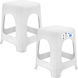 Taboret rattan 45 x 26 cm biały, 2 szt.