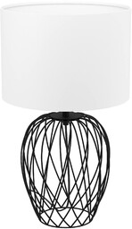 EGLO lampa stołowa Nimlet, 1-punktowa lampka skandi, oświetlenie nocne z tkaniny w kolorze białym i metalu w kolorze czarnym, światło do salonu z wyłącznikiem, oprawka E27