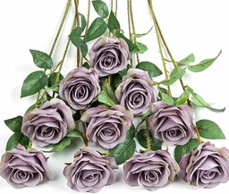 DuHouse Sztuczne róże, sztuczne jedwabne kwiaty, bukiety ślubne z pojedynczymi długimi plastikowymi łodygami do aranżacji, stołu weselnego, dekoracja domu, na imprezę