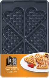 TEFAL XA8006 Wymienne płyty do gofrów w kształcie serca, dedykowane do Snack Collection, książka z przepisami, nieprzywierająca powłoka, czarny, numer 6