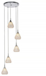 Lampa wisząca Vegas 5xG9 maks. 33W chromowany metal/przezroczysty kabel PVC/przezroczysty kryształ HK17515S15