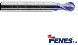 FENES Frez trzpieniowy do metalu 6 mm 2-ostrzowy krótki z czołem kulistym chwyt walcowy DIN6527-KR VHM TiAIN 0641-512-910-335