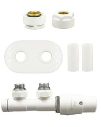 Zawór termostatyczny 50mm TWINS biały prawy Cu All in One