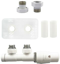 Zawór termostatyczny 50mm TWINS biały prawy GZ1/2 All in One rozeta zespolona prostokątna