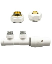 Zawór termostatyczny 50mm TWINS biały prawy Pex