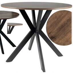 Stół okrągły do salonu kuchni gabinetu Loft 90cm Talia II orzech czarny