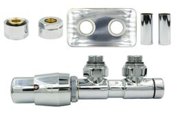 Zawór termostatyczny 50mm TWINS chrom lewy Cu All in One rozeta zespolona prostokątna