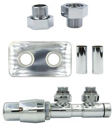Zawór termostatyczny 50mm TWINS chrom lewy GZ1/2 All in One rozeta zespolona prostokątna