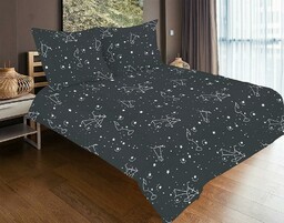 Matex Pościel satynowa 160x200 czarna biała gwiazdozbiór zodiak SE-53A Exclusive 2