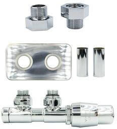 Zawór termostatyczny 50mm TWINS chrom prawy GZ1/2 All in One rozeta zespolona prostokątna