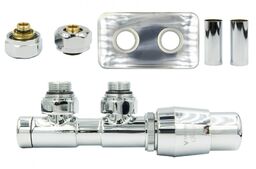 Zawór termostatyczny 50mm TWINS chrom prawy Pex All in One rozeta zespolona prostokątna