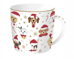 KUBEK PORCELANOWY w PUSZCE Christmas Friends Dogs PSY MIKOŁAJE