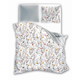 Faro Pościel bawełniana 160x200 017-B biała szara kolorowa kwiaty Elegant 2