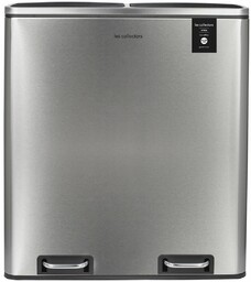 Les Collectors INOX kosz na śmieci ze szczotkowanej pedałów N 904, 60 l, 2 x 30 l, pojemnik na odpady z 2 pojemnikami, wyjmowane wiadra, recykling, oddzielne usuwanie śmieci, bezgłośne zamknięcie