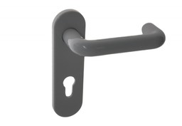 Klamka drzwiowa bezpieczna Assa Abloy 9x9x170 z długim szyldem WB 72 mm, szary połysk (ppoż.) (komplet) (AHW300UUPZ/9/PG)