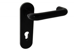 Klamka drzwiowa bezpieczna Assa Abloy 9x9x170 z długim szyldem WB 72 mm, czarny połysk (ppoż.) (komplet) (AHW300UUPZ/9/PB)