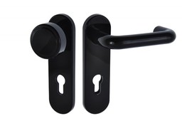 Klamko-gałka stała Assa Abloy 9x9x170 z długim szyldem WB 72 mm, trzpień 9mm, czarny połysk (ppoż.) (komplet) (AHW300UK/PZ/9/PB)