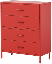 Komoda na nóżkach CARLA modern: czerwona (1582), metalowa, z szufladami