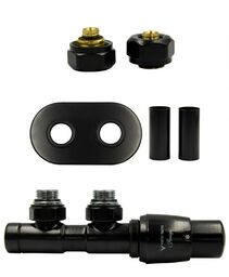 Zawór termostatyczny 50mm TWINS czarny mat prawy Pex All in One