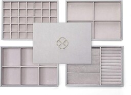 Vlando Taca na biżuterię organizer na biżuterię do szuflady organizer na biżuterię taca organizer do szuflad na biżuterię do układania w stos organizer na biżuterię tacki szuflada organizer na