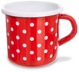Kubek emaliowany czerwony w grochy TECKA 400 ml