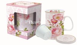 KUBEK PORCELANOWY z ZAPARZACZEM I POKRYWKĄ - Floral Damask (316 FLDA)
