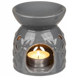 Kominek Zapachowy Ceramiczny Kwiaty, Szary