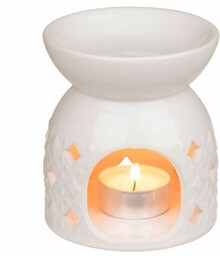 Kominek Zapachowy Ceramiczny Kwiaty, Biały