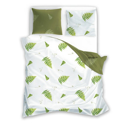 Faro Pościel z mikrofibry 160x200 liście biała zielona 010 XV25