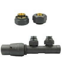 Zawór termostatyczny 50mm TWINS grafit strukturalny lewy Pex