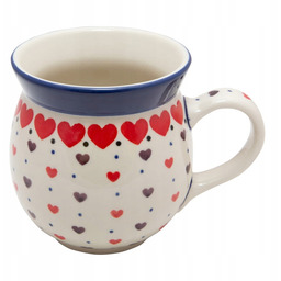 Kubek czeski Baryłka 470 ml Ceramika Artystyczna Bolesławiec dek 2108 Serca