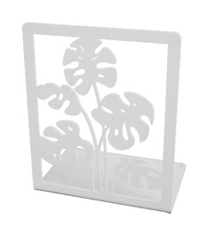 Elior Biała metalowa podpórka na książki z roślinnym dekorem A8-F63